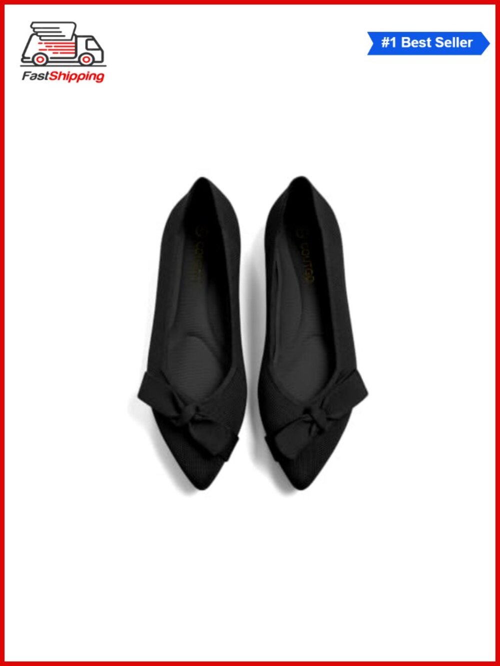 Pointed Toe Knit Bow Ballet Flats Slip On Comfortable Dressy Work Shoes